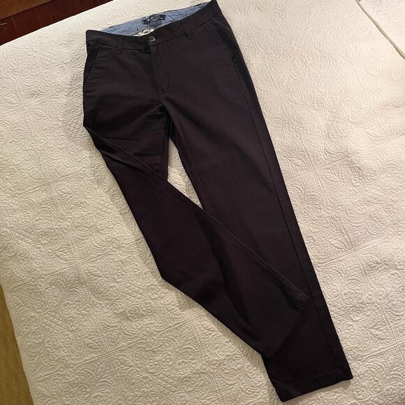 The Original Ben Sherman Men's Slim Fit Chino Pants – Deep Plum/Navy (Size 30R) - Picture 1 of 8